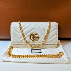 Gucci marmont GG logo white leather wallet
